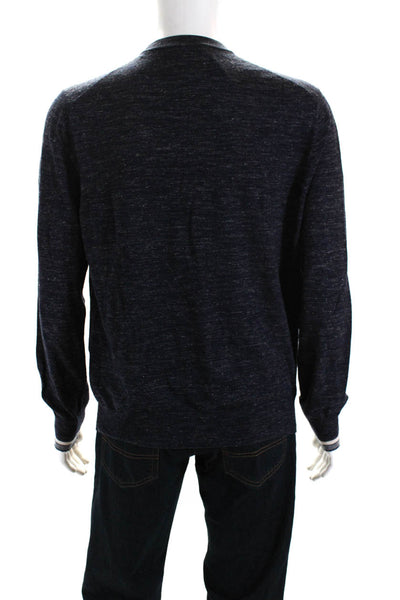 Vince Mens Heather Black Crew Neck Wool Long Sleeve Pullover Sweater Top Size L