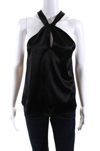 Slate & Willow Womens Black Satin Halter Top Size 0 14631874