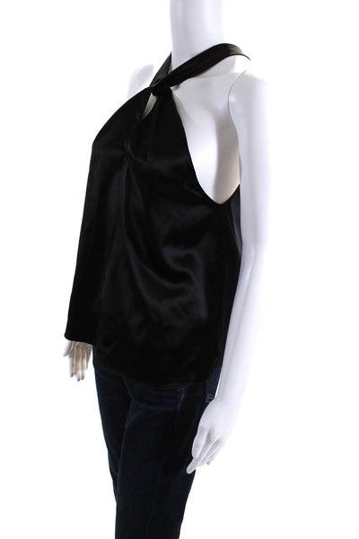 Slate & Willow Womens Black Satin Halter Top Size 0 14631874