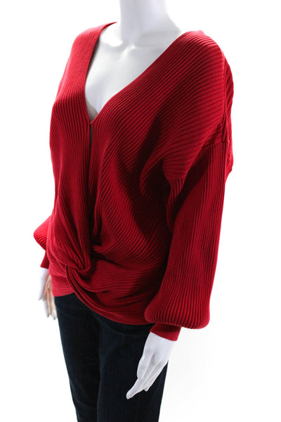 Hudson Womens Red Knotted V-neck Sweater Size 10 14610666