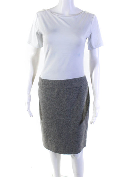 J Crew Womens Back Zip Knee Length Pencil Skirt Gray Wool Size 6