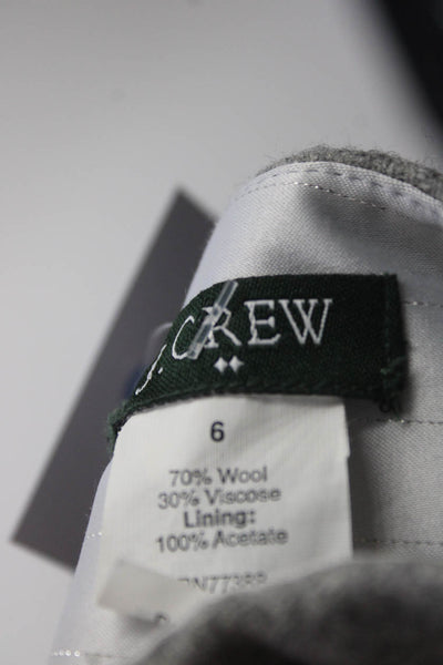 J Crew Womens Back Zip Knee Length Pencil Skirt Gray Wool Size 6