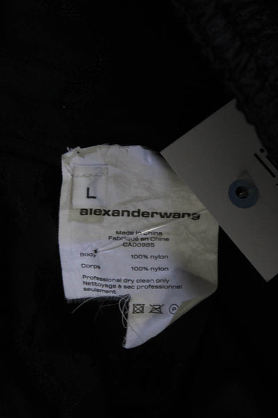 Alexander Wang Womens Drawstring Printed Satin Jogger Pants Black Size Large