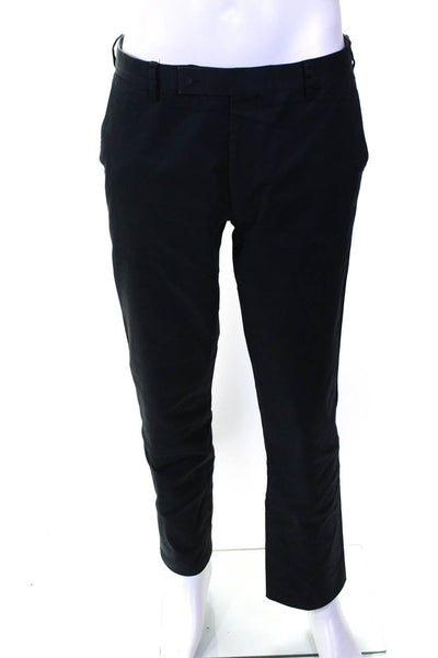 Paul Smith Men's Cotton Flat Front Straight Leg Casual Pants Black Size 36