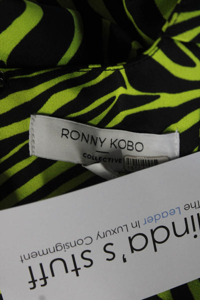 Ronny Kobo Collective Womens Green Zebra Top Size 10 15000018