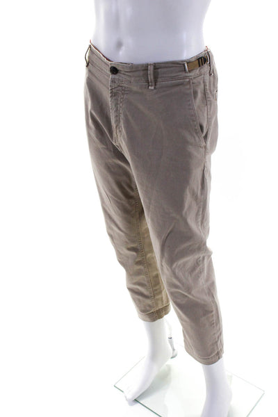 White Sand Men's Button Closure Flat Front Straight Leg Pant Beige Size 48