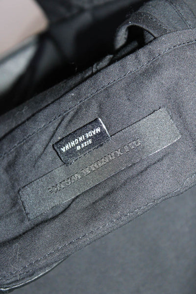 Alexander Wang Womens Cotton Leather Trim Unlined Zip Up Wrap Skirt Black Size 8