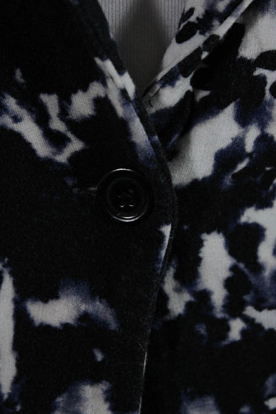Majestic Filatures Womens Blue Tie Dye One Button Knit Blazer Jacket Size 2