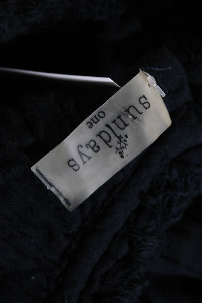 Sundays Womens Cotton Round Neck Sleeveless Pullover Blouse Top Navy Size 1