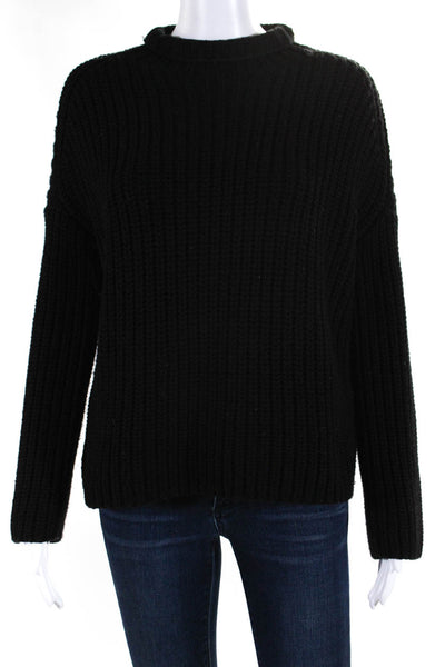 Intermix Womens Wool Knit High Neck Ling Sleeve Pullover Sweater Black Size S