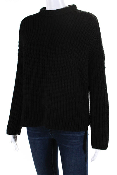 Intermix Womens Wool Knit High Neck Ling Sleeve Pullover Sweater Black Size S