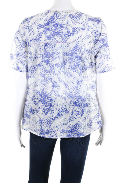 Twelfth Street by Cynthia Vincent Womens Cotton Blend Blouse Top Blue Size S