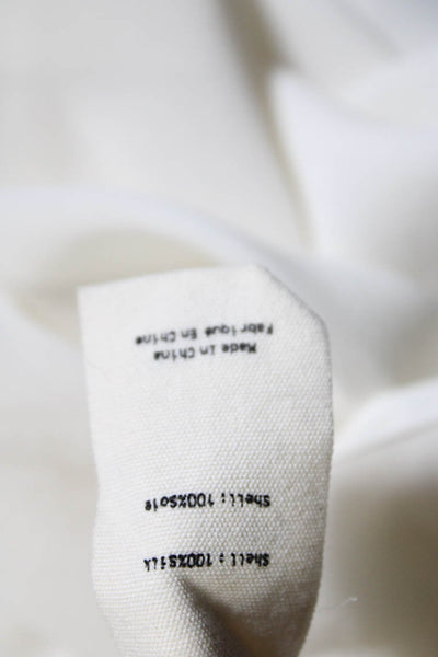 L'Agence Womens 100% Silk Long Sleeved Sheer Button Down Shirt Cream Size L
