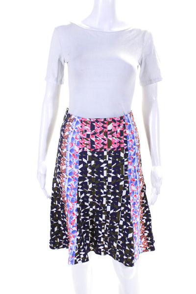 PETER PILOTTO Womens Back Zip Abstract Printed A Line Skirt Multicolored Size 8