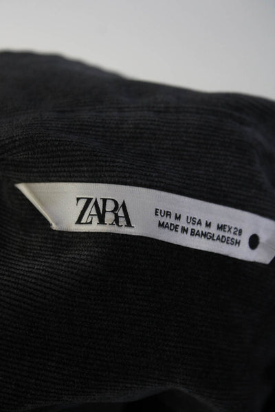 Zara Women's Collar Long Sleeves Button Down Shirt Black Size M