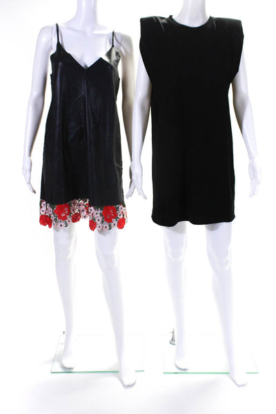 Zara Womens Faux Leather Floral Lace Shift Tee Shirt Dress Small Medium Lot 2