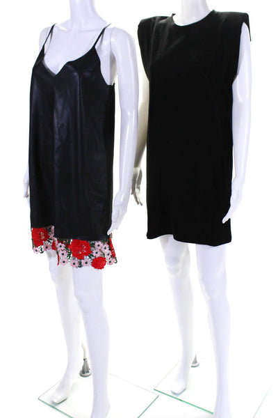 Zara Womens Faux Leather Floral Lace Shift Tee Shirt Dress Small Medium Lot 2