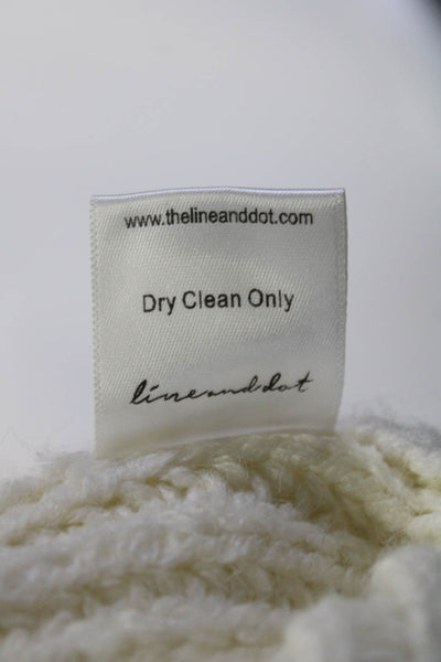 Line And Dot Womens Cable Knit Fringe Turtleneck Sweater Ivory Size Medium