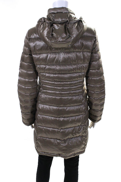 Andrew Marc Womens Duck Down Filled Hooded Puffer Coat Brown Size Small