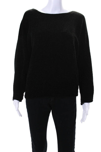Zara Womens Boat Neck Chenille Dolman Sleeve Sweater Black Size Medium