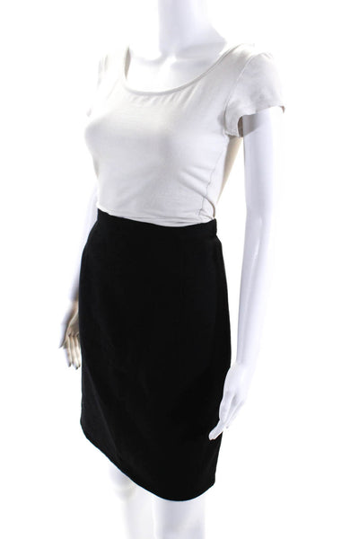 Theory Womens Zipped Hook & Eye Slip-On Darted Midi Skirt Black Size 6