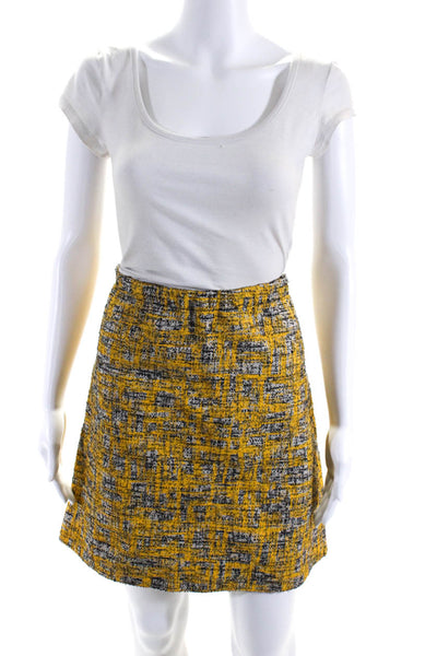 Marni Womens Striped Print Textured Back Zipped A-Line Skirt Yellow Size EUR40