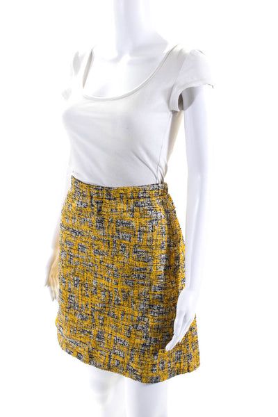 Marni Womens Striped Print Textured Back Zipped A-Line Skirt Yellow Size EUR40