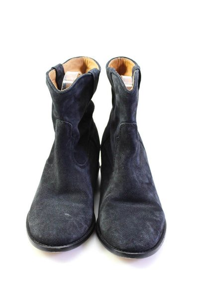 Isabel Marant Womens Darted Round Toe Slip-On Ankle Boots Navy Size EUR37