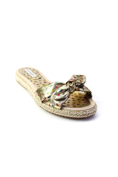Tabitha Simmons Womens Floral Print Tied Knot Slip-On Sandals Gold Size EUR37.5