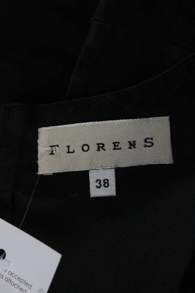 Florens Womens Black Suede Leather Crew Neck Sleeveless Shift Dress Size 38