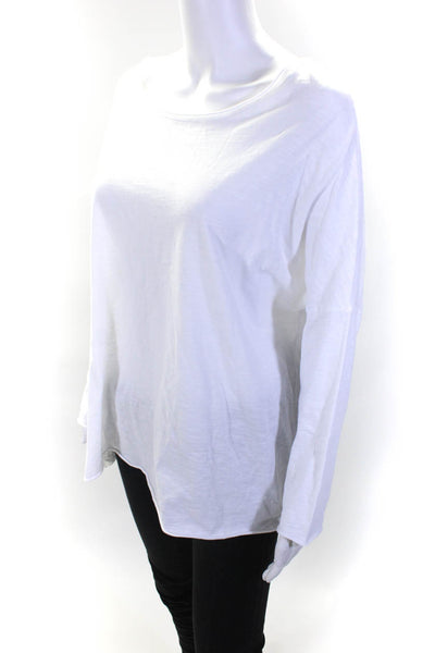 Revel Womens Cotton Boat Neck Long Sleeve Pullover Shirt Top White Size M