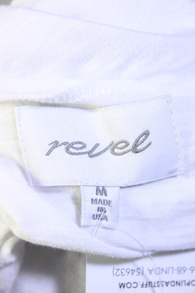 Revel Womens Cotton Boat Neck Long Sleeve Pullover Shirt Top White Size M