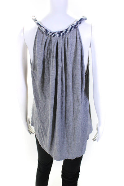 Burning Torch Womens Cotton Striped V-Neck Pullover Tank Top Blue Size XS