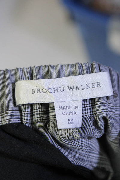 Brochu Walker Womens Plaid Elastic Waist Mid-Rise Straight Leg Pants Gray Size M