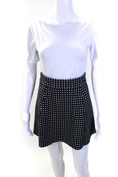 Theory Womens Cotton Blend Geometric Print Elastic Waist Mini Skirt Black Size P