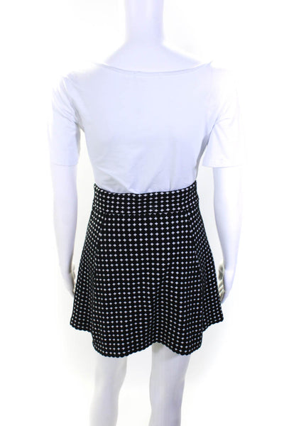 Theory Womens Cotton Blend Geometric Print Elastic Waist Mini Skirt Black Size P