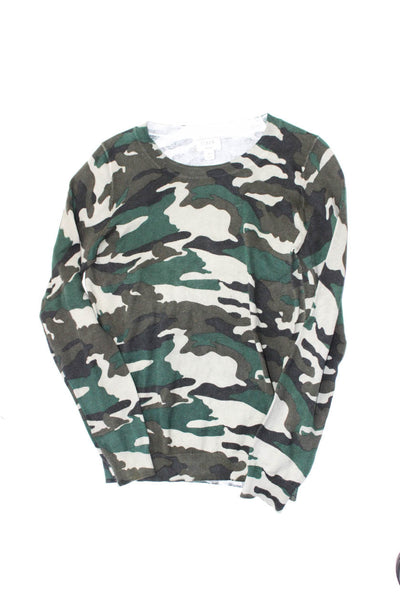 J Crew Vince Womens Cotton Camo Print Long Sleeve Knit Top Green Size XS M Lot 2