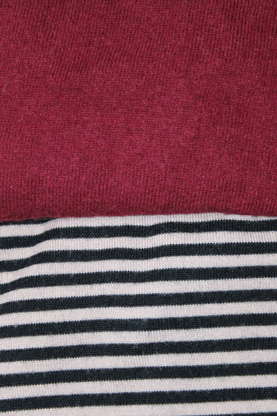 J Crew Women's Merino Wool Long Sleeve Striped Knit Top Pink Size XS XXS Lot 2