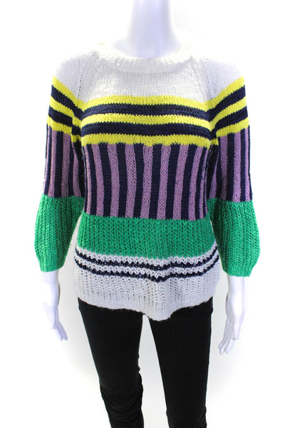 J Crew Women's Long Sleeve Loose Knit Striped Pullover Sweater Multicolor Size S