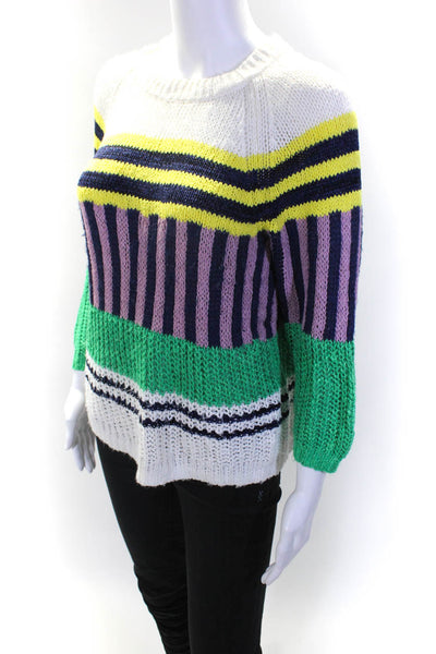 J Crew Women's Long Sleeve Loose Knit Striped Pullover Sweater Multicolor Size S