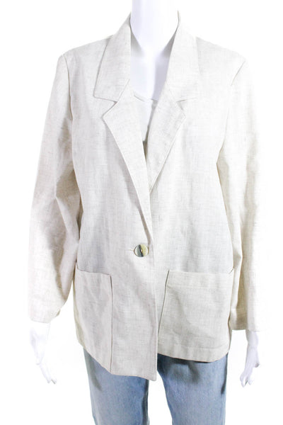 Sag Harbor Women's One Button Unlined Blazer Jacket Beige Size 8P