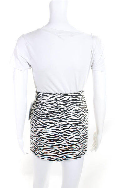 Superdown Women's Animal Print Denim Mini Skirt Black White Size S