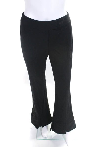 Escada Women's Pleated Wide Leg Wool Blend Trousers Black Size 34