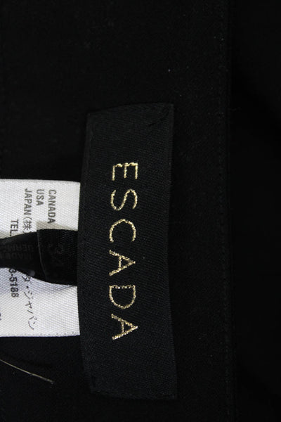 Escada Women's Pleated Wide Leg Wool Blend Trousers Black Size 34