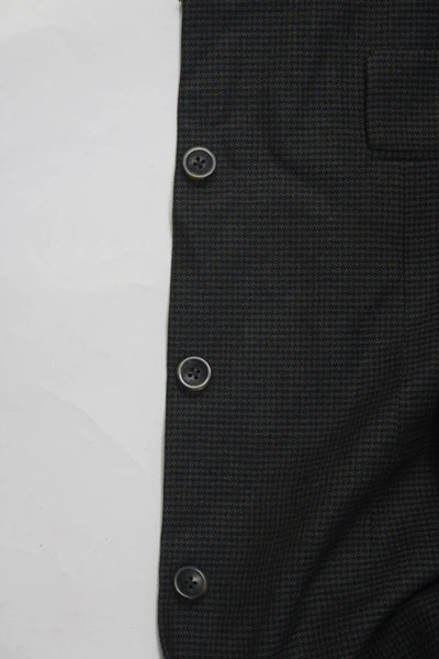 Geoffrey Beene Mens Wool Houndstooth Print Three Button Blazer Black Size 40L