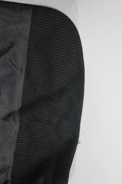 Geoffrey Beene Mens Wool Houndstooth Print Three Button Blazer Black Size 40L