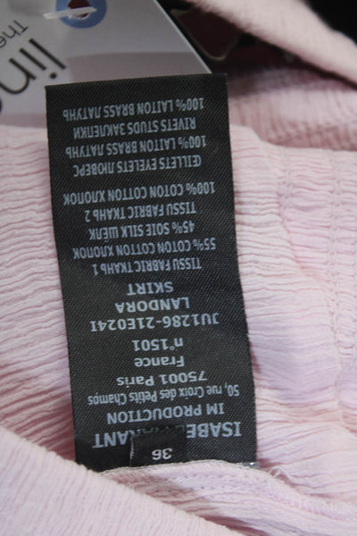 Isabel Marant Womens Cotton Smocked Grommet Tiered Landora Skirt Pink Size 36