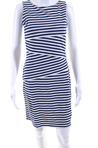 J. Mclaughlin Womens Striped Print Sleeveless Tank Dress Blue White Size XS