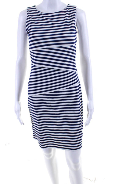 J. Mclaughlin Womens Striped Print Sleeveless Tank Dress Blue White Size XS