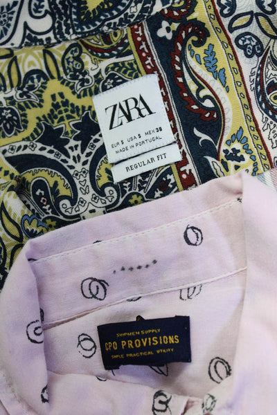 Zara CPO Provisions Mens Paisley Print Button Up Shirts Green Size S XS Lot 3